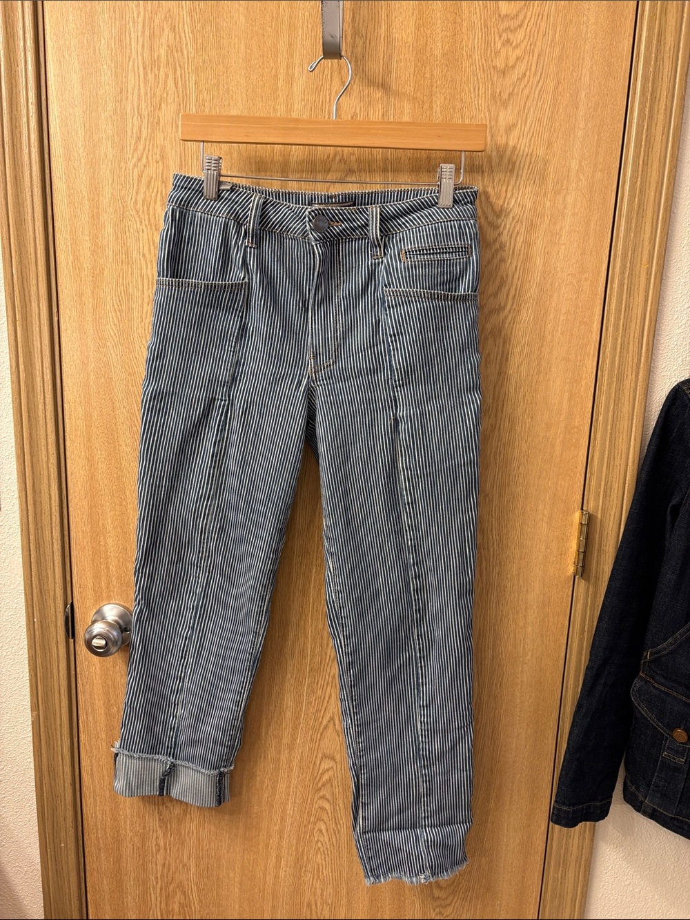 Kut from the Kloth Blue and White Pinstripe Relaxed Jeans